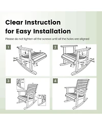 Sugift Outdoor Fir Wood Rocking Chair with High Backrest