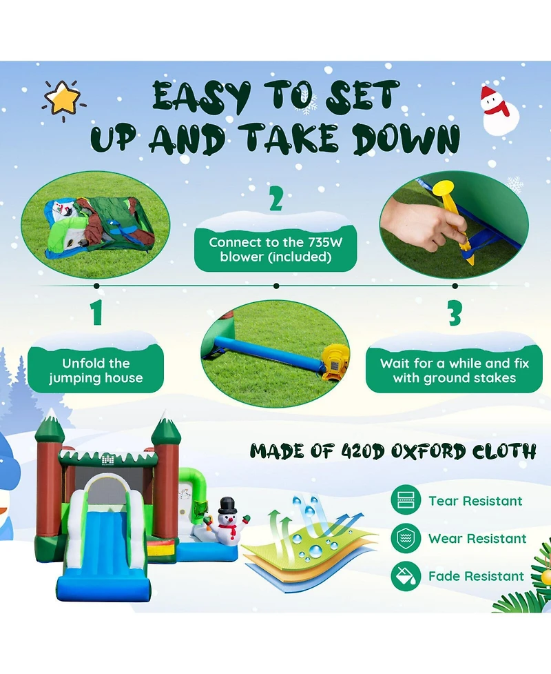 Sugift Inflatable Christmas Bouncy House with 735w Blower
