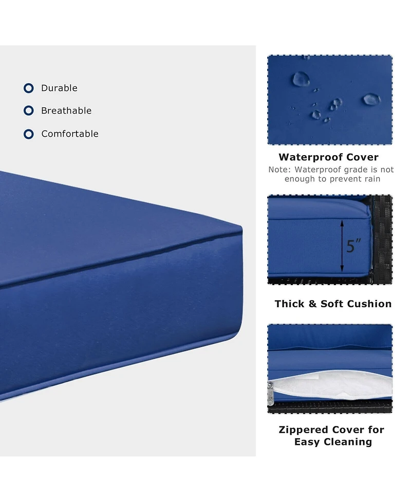 Sugift Patio Rattan Rocker Outdoor Glider Rocking Chair Cushion Lawn