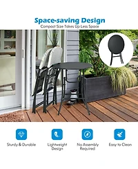 Sugift 3 Pieces Patio Rattan Bistro Set with Round Dining Table and 2 Chairs