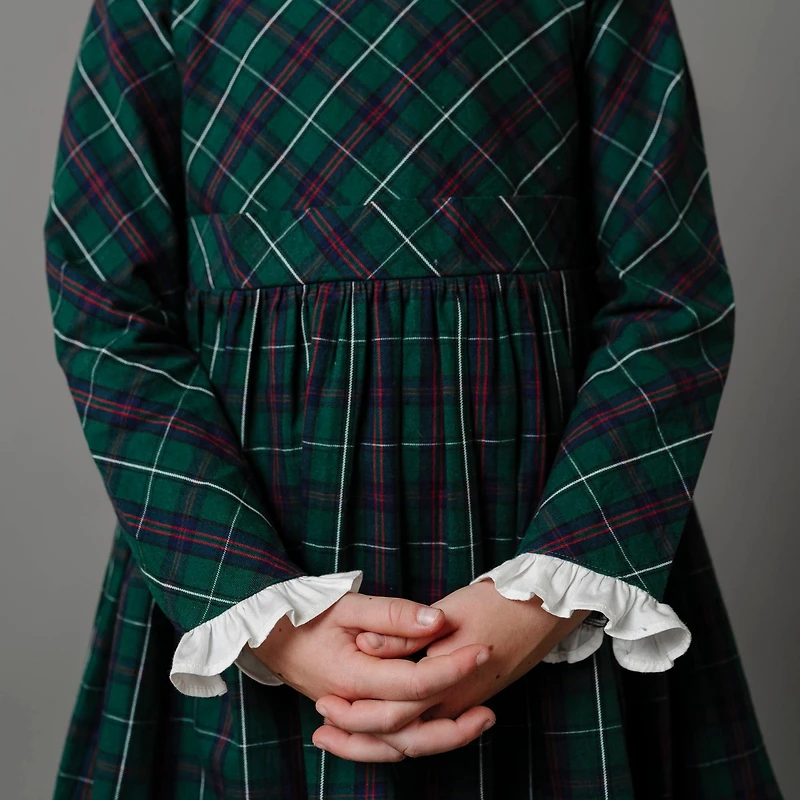 Hope & Henry Toddler Girls Organic Long Sleeve Peter Pan Collar Ruffle Cuff Party Dress