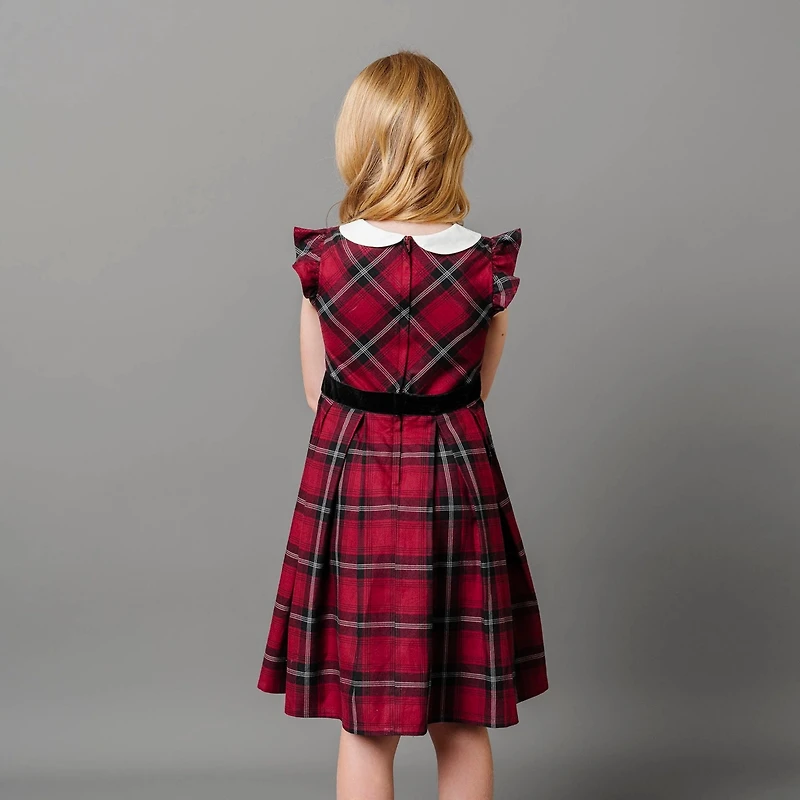 Hope & Henry Toddler Girls Organic Flutter Sleeve Peter Pan Collar Party Dress