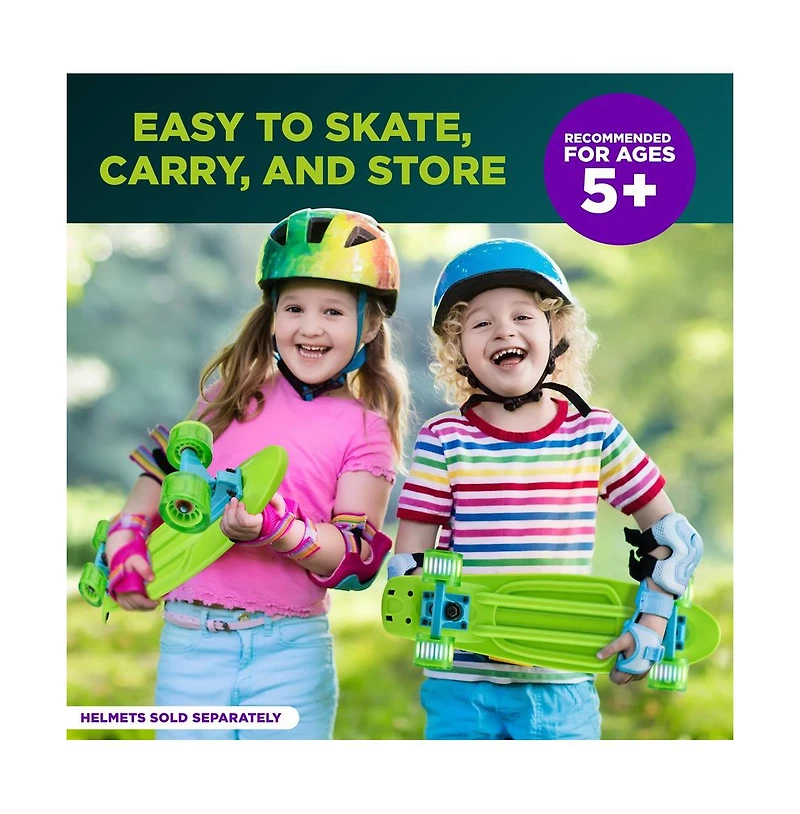 Hurtle 6'' Pp Deck Skateboard, Mini Cruiser Skateboard for Kids, Teens, and Adults