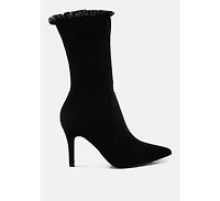 Himkok Distressed Denim Mid-Calf Boots