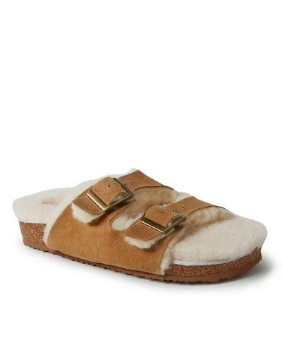Fireside by Dearfoams Women's Tamworth Genuine Shearling Double Band Sandal