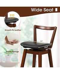 Sugift Swivel Upholstered Pu Leather Stool with Backrest and Cushioned Seat