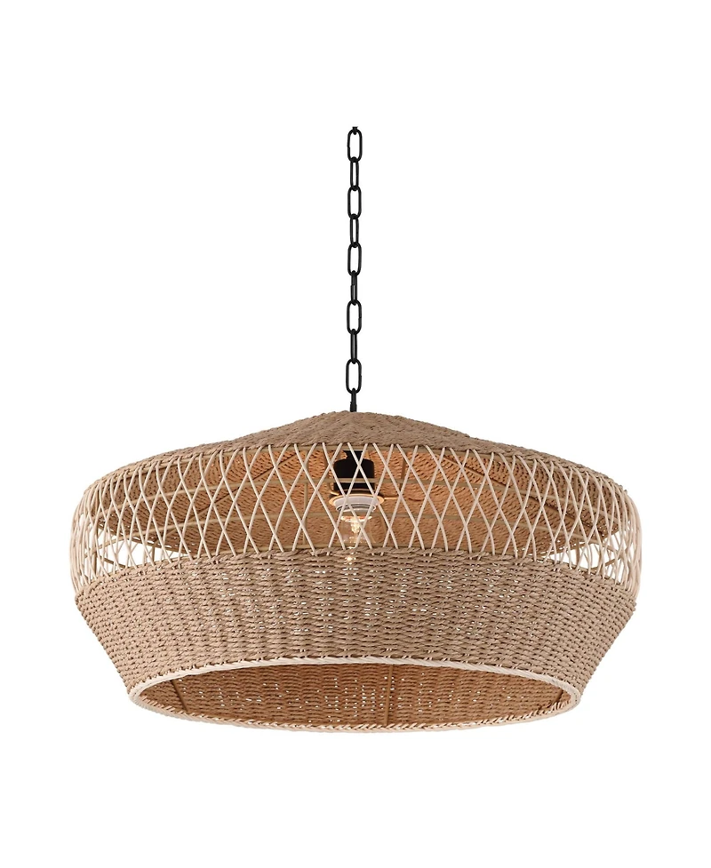 Regency Hill Matias 24 1/2" Modern Pendant Ceiling Light Fixture Dining Room Over Table Kitchen Island Hanging Brown Vine and Rope