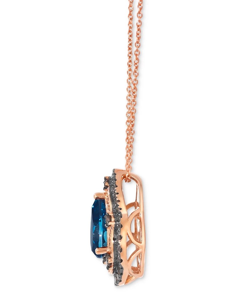 Le Vian London Blue Topaz (1-3/4 ct. t.w.) & Diamond (1/2 ct. t.w.) 20" Adjustable Pendant Necklace in 14k Rose Gold