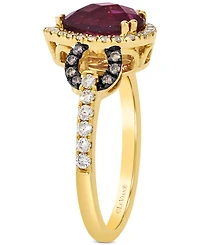 Le Vian Rhodolite (2-1/10 ct. t.w.) & Diamond (3/8 ct. t.w.) Pear-Shape Halo Ring in 14k Yellow Gold