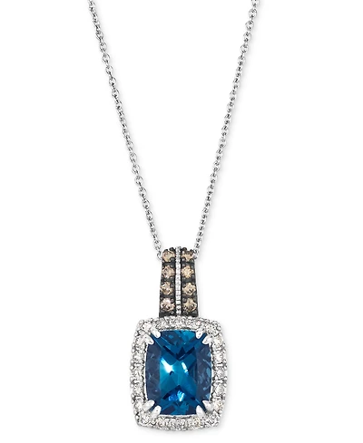 Le Vian London Blue Topaz (2-1/5 ct. t.w.) & Diamond (1/3 ct. t.w.) 20" Adjustable Pendant Necklace in 14k White Gold