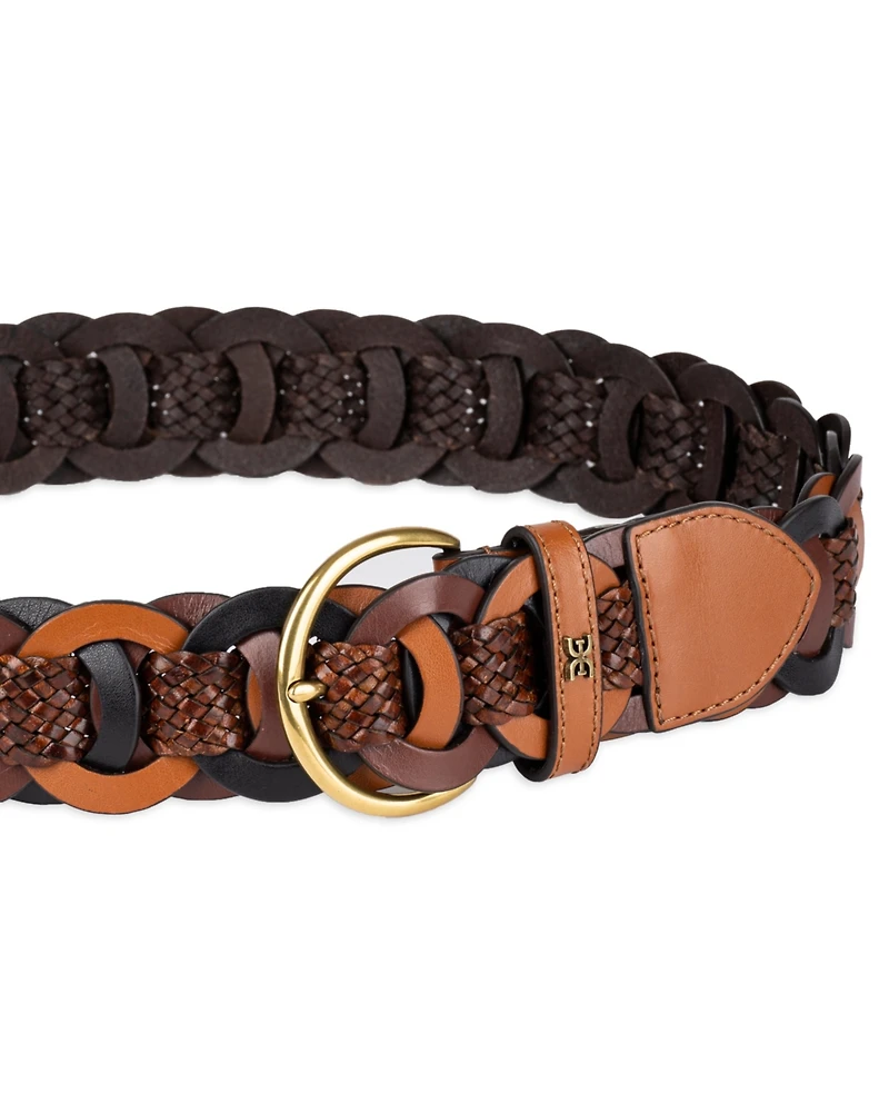 Sam Edelman Women's Casual Woven Linked Genuine Leather Belt