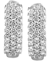 Diamond Triple Row Hoop Earrings (1/2 ct. t.w.) in 14k White Gold