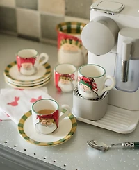 Vietri Old St. Nick Assorted Espresso Cups Saucer, Set of 4