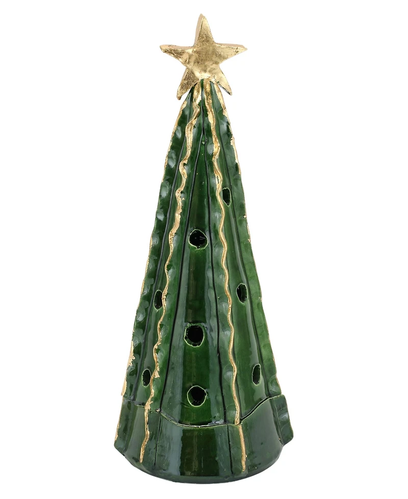 Vietri Foresta Green Large Tree with Ribbon Gold Star