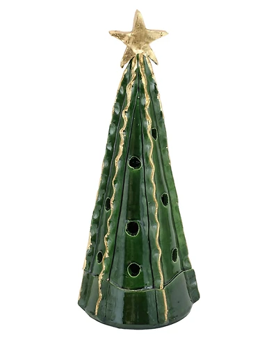 Vietri Foresta Green Large Tree with Ribbon Gold Star