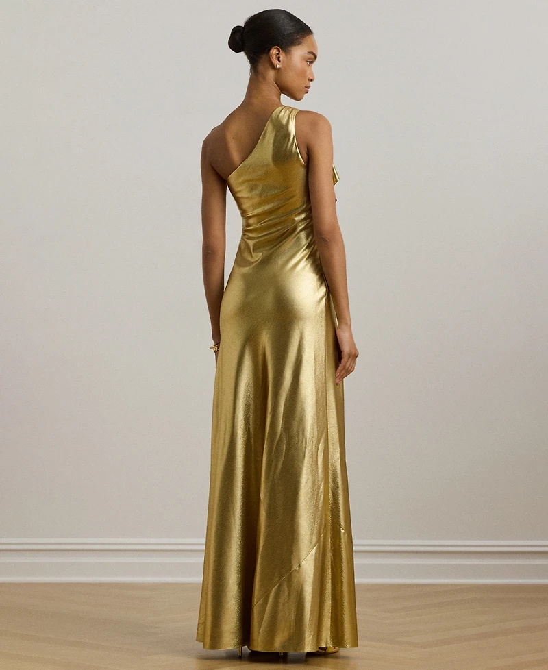Lauren Ralph Lauren Women's Metallic Charmeuse One-Shoulder Gown