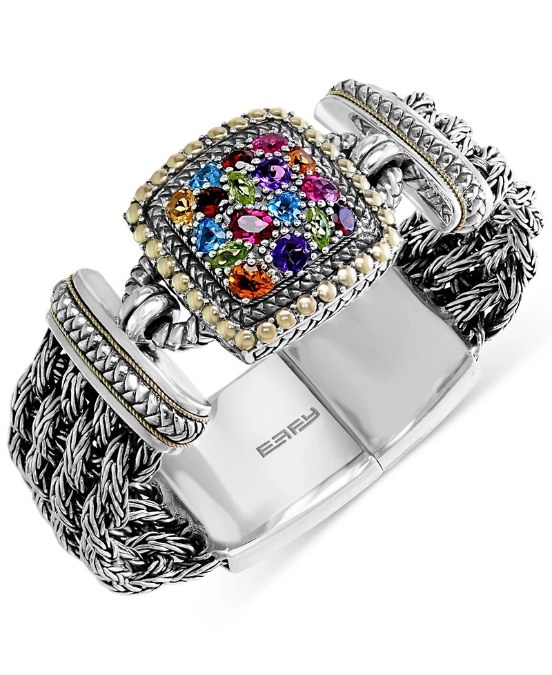 Effy Multistone Woven Bracelet in Sterling Silver and 18k Gold (4-7/8 ct. t.w.)