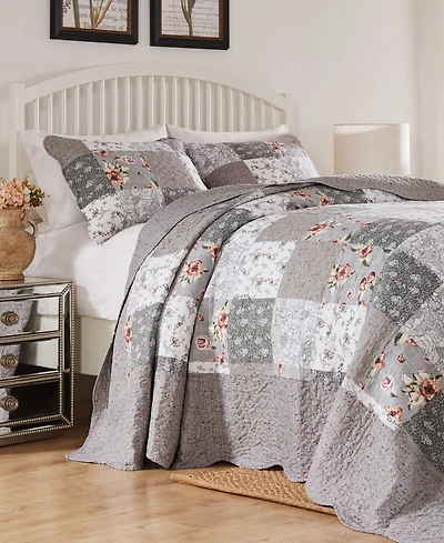 Greenland Home Fashions Giulia Floral Print 3-Pc. Bedspread Set, Queen