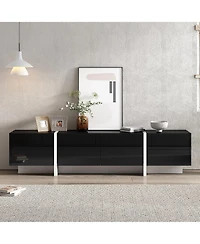 Tv Stand for TVs Up to 80” – Modern Rectangular Entertainment Center with Sleek Storage Shelves
