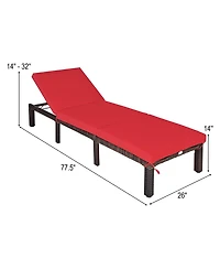 Sugift Paito Wicker Chaise Lounger with Adjustable Backrest