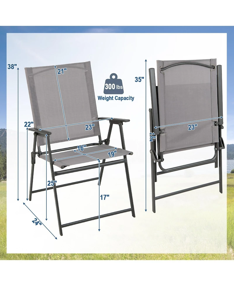 Sugift 2 Pieces Patio Folding Chairs with Armrests for Deck Garden Yard