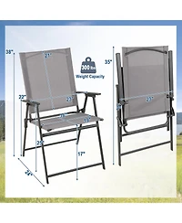Sugift 2 Pieces Patio Folding Chairs with Armrests for Deck Garden Yard