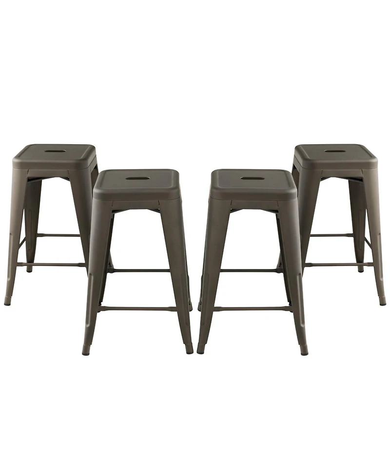 Sugift 24 Inch Set of 4 Tolix Style Counter Height Barstool Stackable Chair