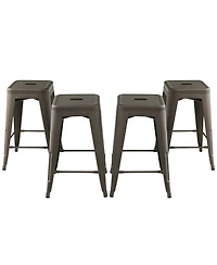 Sugift 24 Inch Set of 4 Tolix Style Counter Height Barstool Stackable Chair