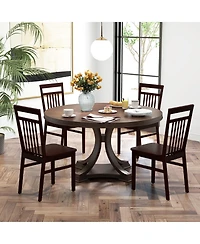 Sugift Set of 2 Farmhouse Dining Chair with Slanted High Backrest