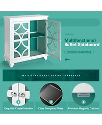 Sugift Kitchen Buffet Sideboard with Glass Doors and Adjustable Shelf