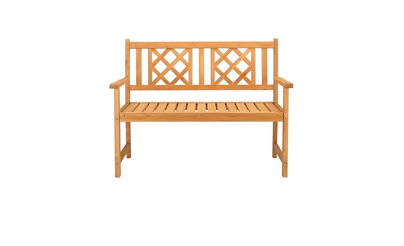 Slickblue Outdoor Garden Fir Wood Bench with Grid Back in Burlywood – Stylish and Durable Seating Solution for Patios, Gardens, and Outdoor Spa