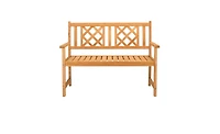 Slickblue Outdoor Garden Fir Wood Bench with Grid Back in Burlywood – Stylish and Durable Seating Solution for Patios, Gardens, and Outdoor Spa