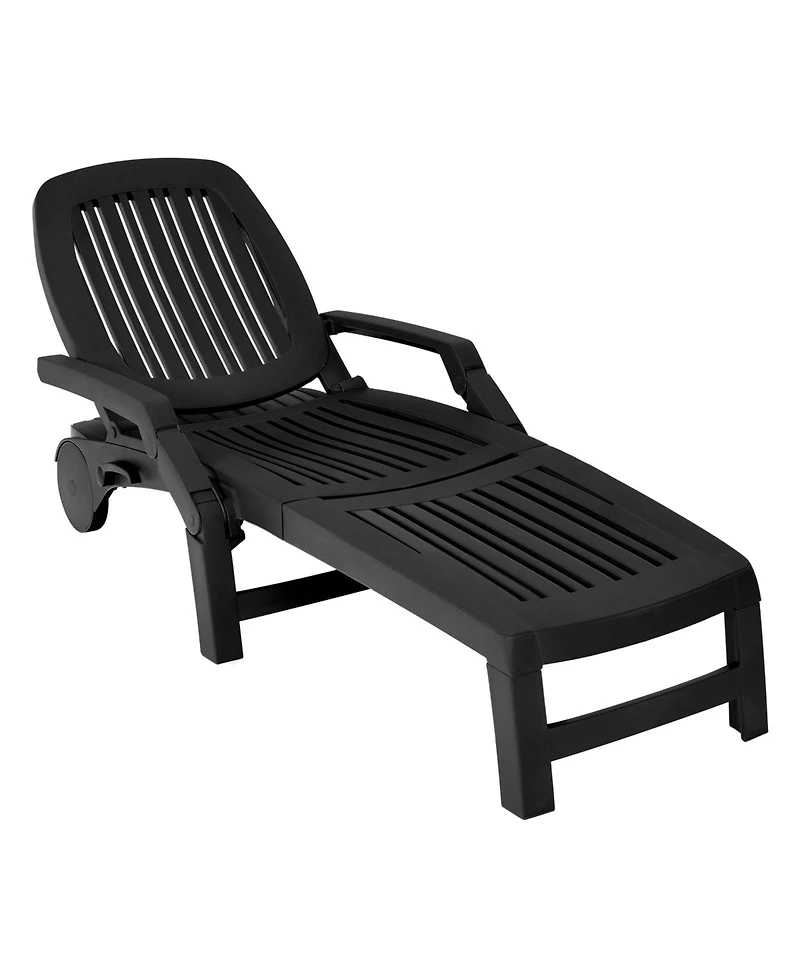 Sugift Adjustable Patio Sun Lounger with Weather Resistant Wheels