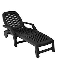 Sugift Adjustable Patio Sun Lounger with Weather Resistant Wheels