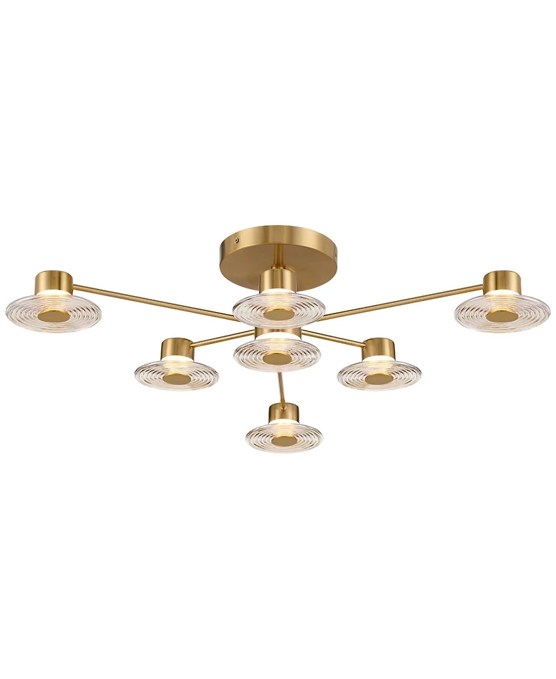 Possini Euro Design Chapman 33 1/2" Modern Semi Flush-Mount Ceiling Light Fixture Kitchen Sputnik 7-Light Led Warm Gold Finish