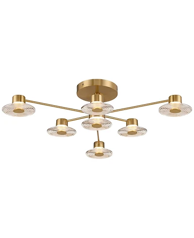 Possini Euro Design Chapman 33 1/2" Modern Semi Flush-Mount Ceiling Light Fixture Kitchen Sputnik 7-Light Led Warm Gold Finish