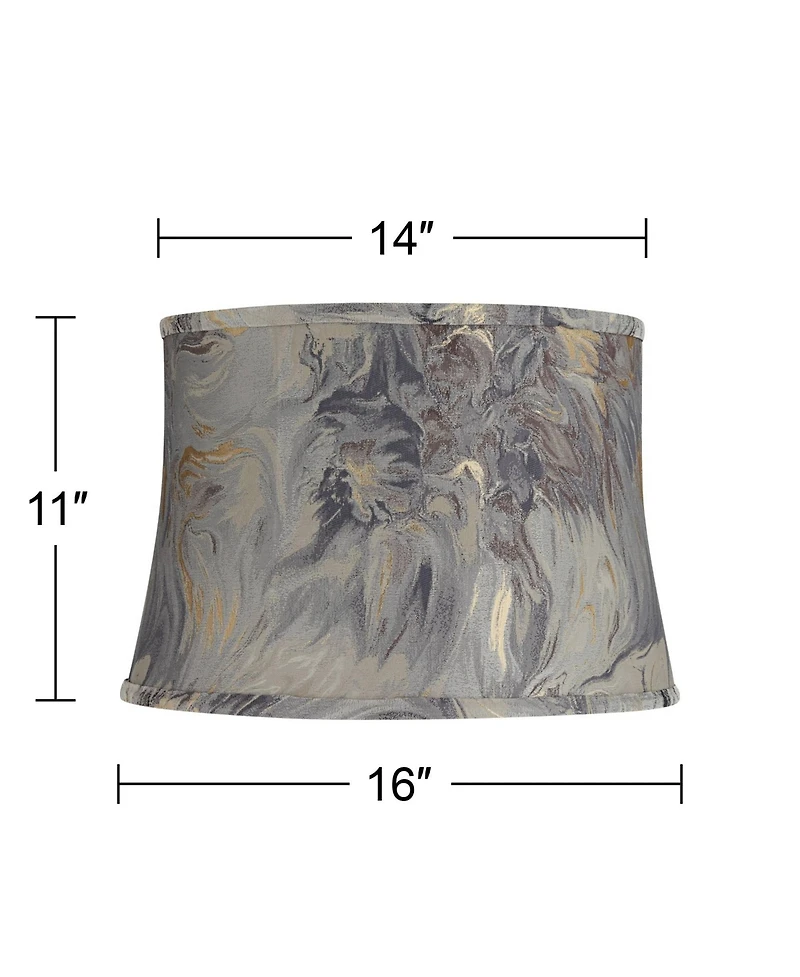 Springcrest 14" Top x 16" Bottom x 11" High x 11" Slant Print Lamp Shade Replacement Saba Cafe Drum Softback Washer Harp Finial