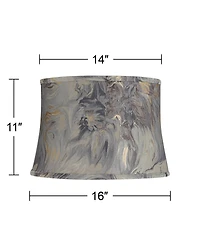 Springcrest 14" Top x 16" Bottom x 11" High x 11" Slant Print Lamp Shade Replacement Saba Cafe Drum Softback Washer Harp Finial