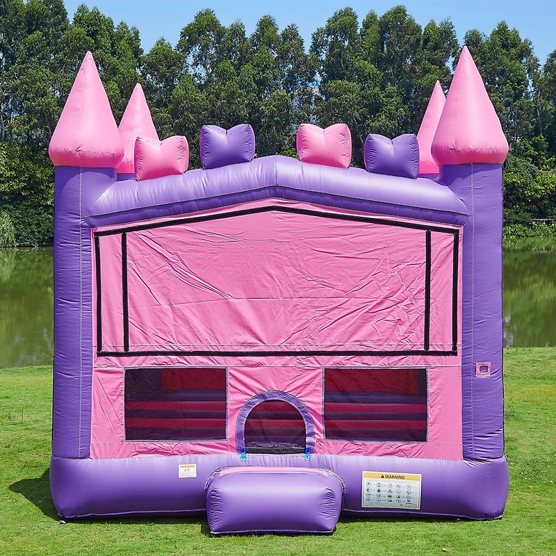JumpOrange Commercial Grade Inflatable Princess Bricks Bounce House with Air Blower, Indoor Outdoor Play, Kids Party