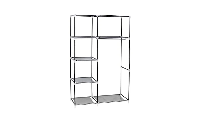 Slickblue 64" Portable Wardrobe Organizer with Clothes Rack and Shelves for Optimal Storage Solutions