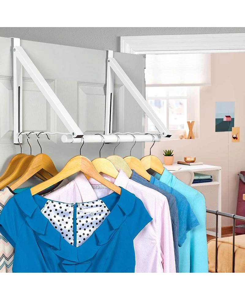 Florida Brands Over The Door Hanger Foldable and Expandable Rod for Hanging Towels, Coats & Clothes