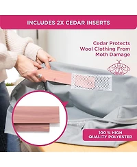 Set of 2 Clothes Storage Bag Organizer with Cedar Insert to Protect from Moth, Moist, Dirt, Dust