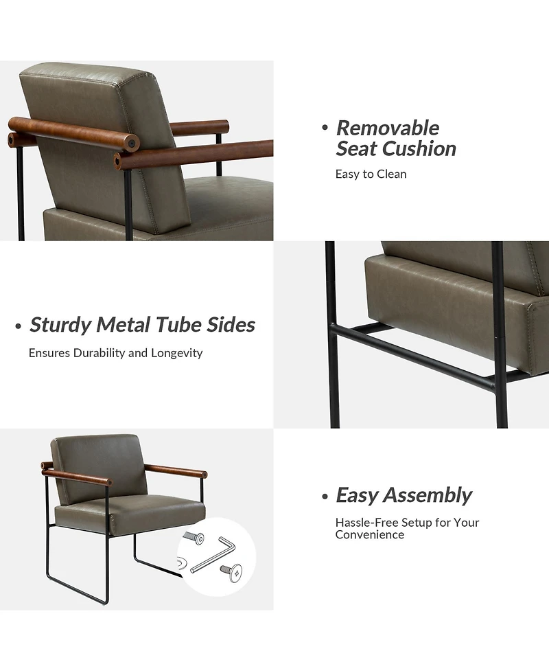 Hulala Home Justo Modern Arm Chair with Sturdy Metal Tube Side