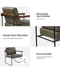 Hulala Home Justo Modern Arm Chair with Sturdy Metal Tube Side