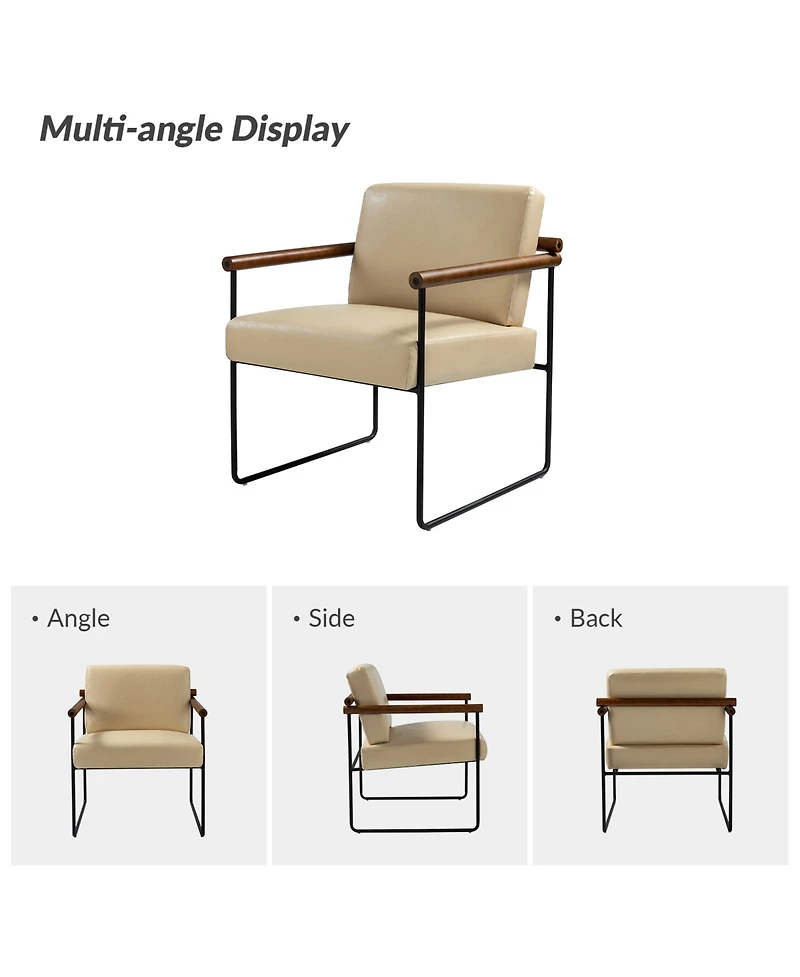 Hulala Home Justo Modern Arm Chair with Sturdy Metal Tube Side