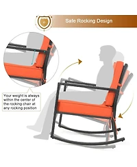 Sugift Patio Rattan Rocker Outdoor Glider Rocking Chair Cushion Lawn