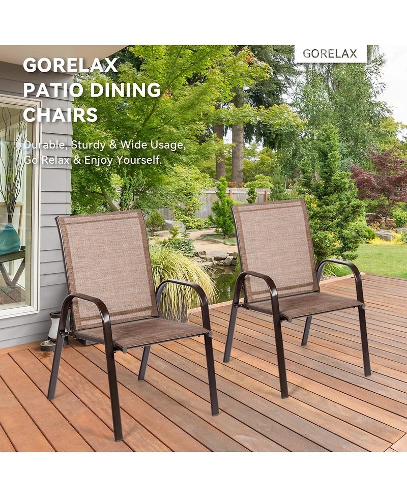 Sugift 2 Pieces Patio Outdoor Dining Chair with Armrest
