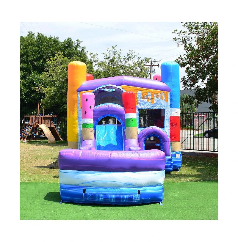 JumpOrange Ice Pops Bounce House Water Slide Combo with Pool (Blower Included), for Kids and Adults, Wet Dry Use, Tunnel Entrance, Basketball Hoop, Ou