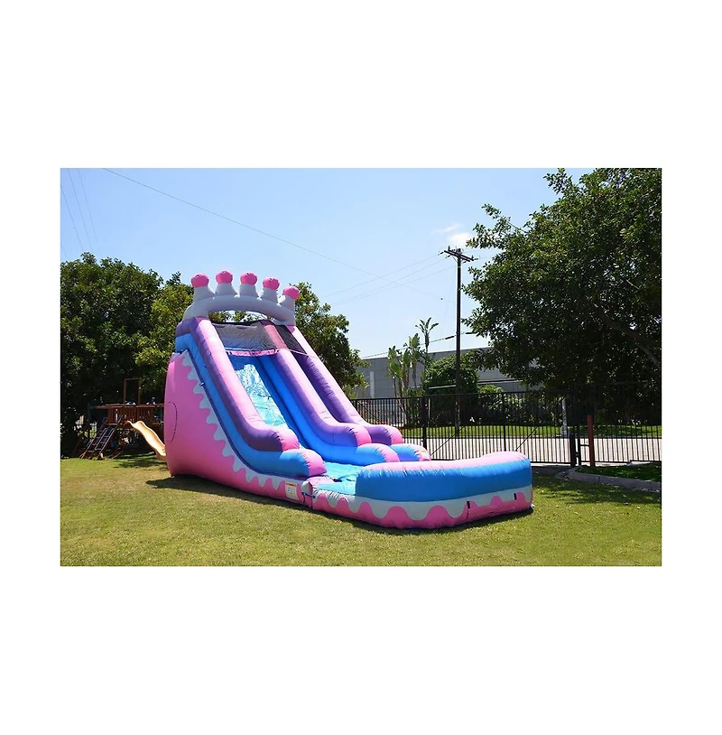 JumpOrange Commercial Grade Inflatable 18' Princess Tiara Super Party Water Slide with Air Blower, Pvc Vinyl, Outdoor Play, Kids Party