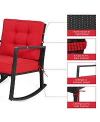 Sugift Patio Rattan Rocker Outdoor Glider Rocking Chair Cushion Lawn